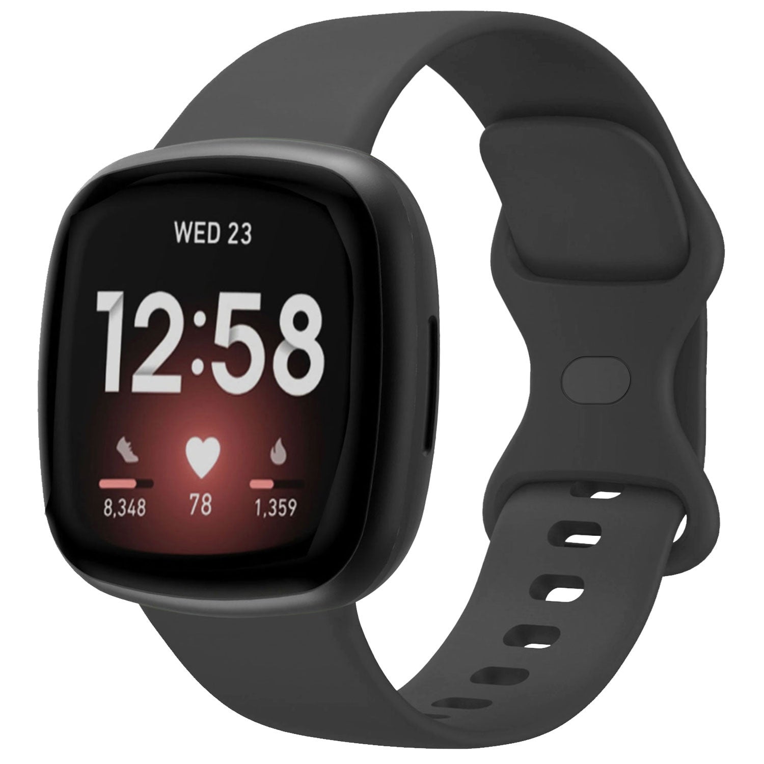 Black Silicone Band Compatible With Fitbit Versa 3 Classic