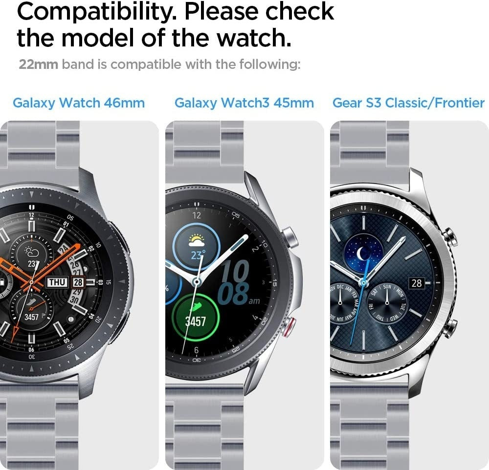For Samsung Galaxy Watch 3 45mm Black Silicone Strap
