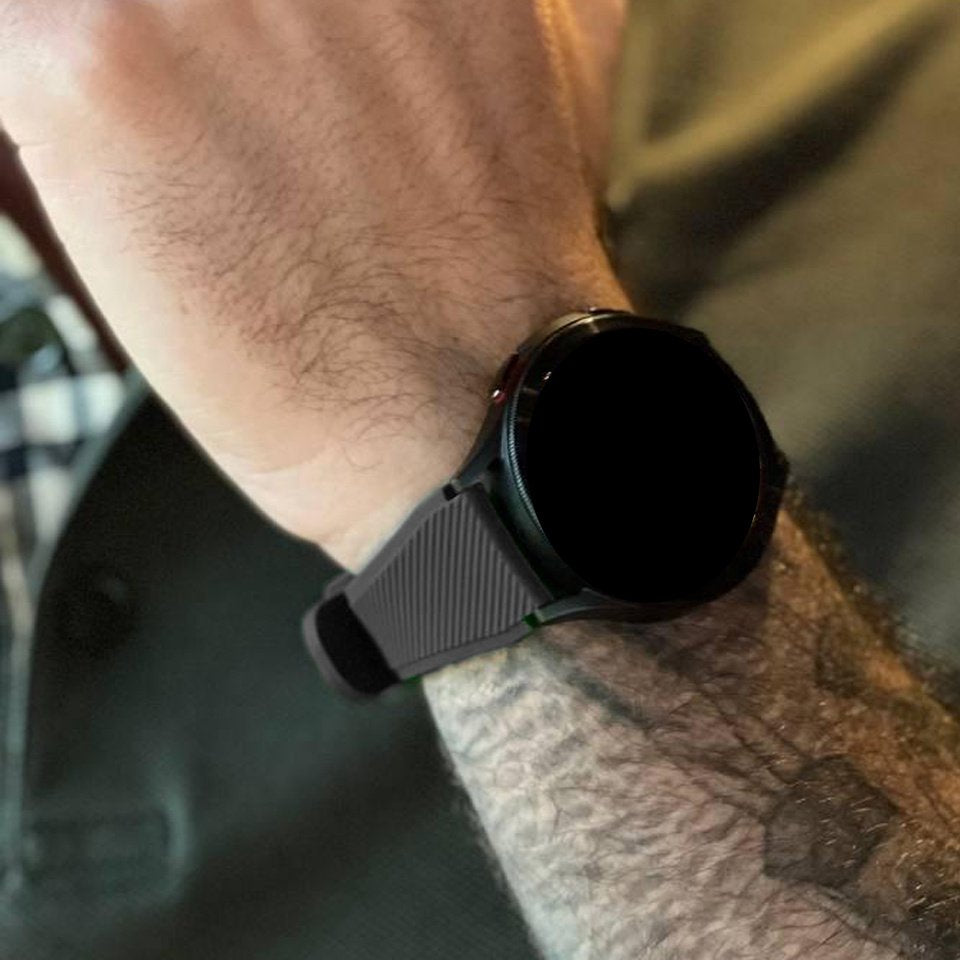 For Samsung Galaxy Watch 3 45mm Black Silicone Strap