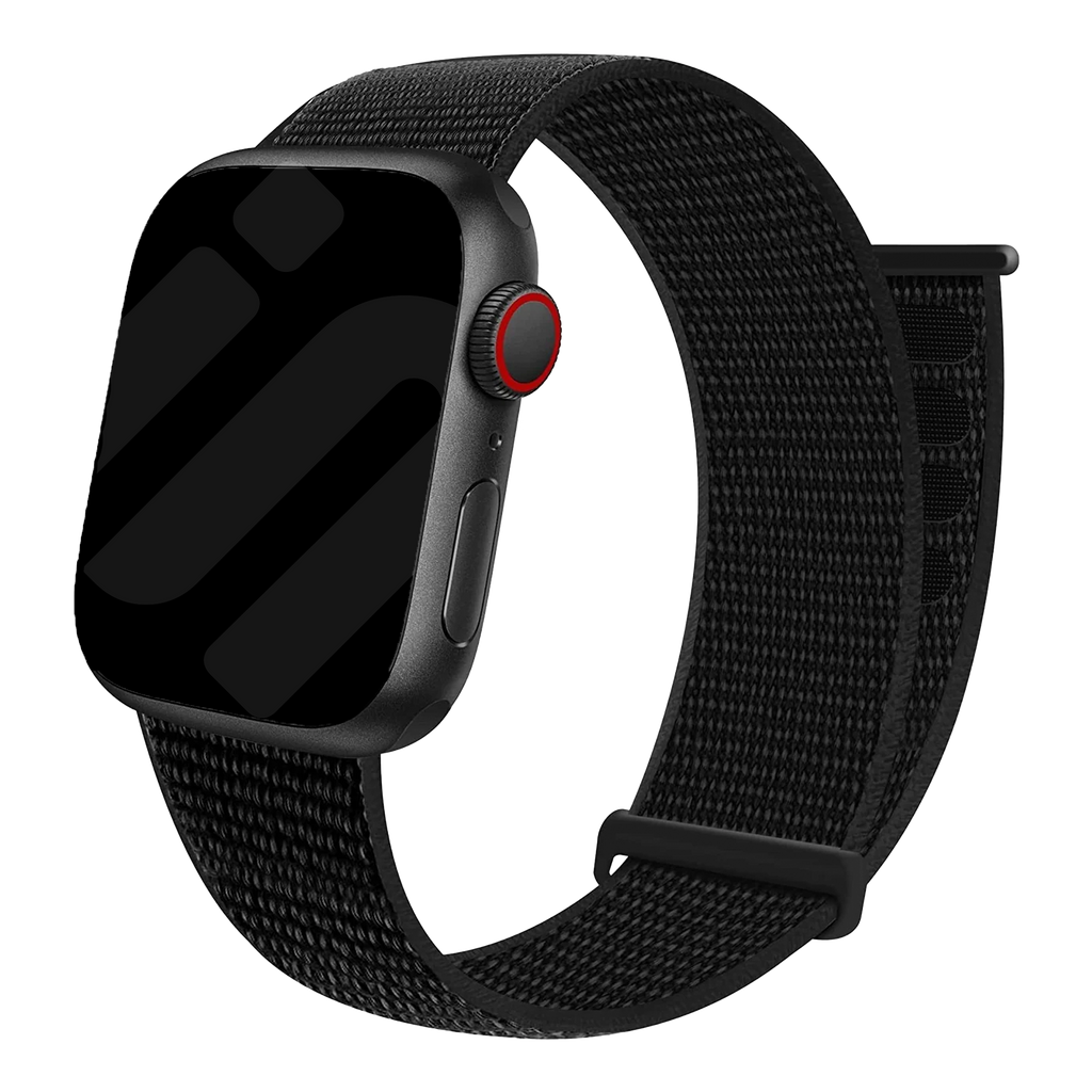 Apple Watch Nylon Loop Strap Black Version With Velcro Closure