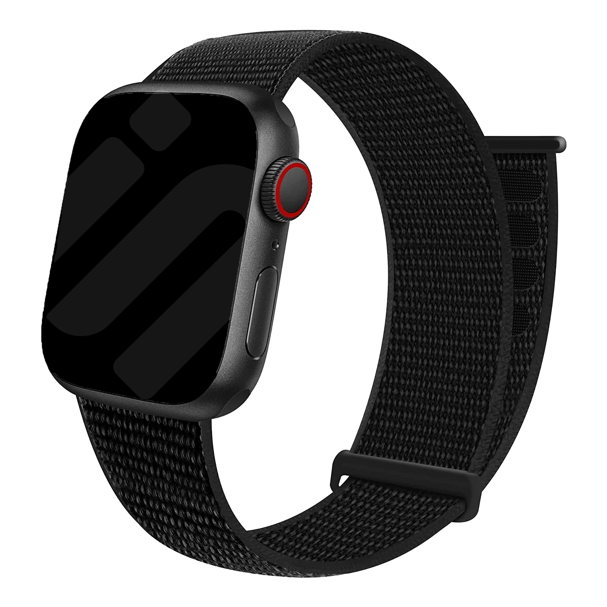 Apple Watch Nylon Loop Strap Black Version With Velcro Closure