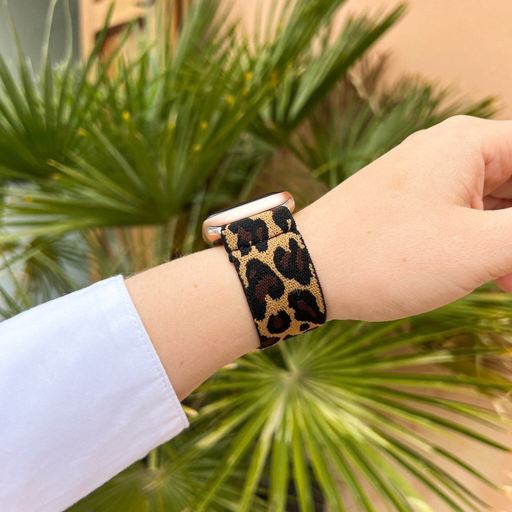 Leopard Print Band For Apple Watch With Elastic Strap