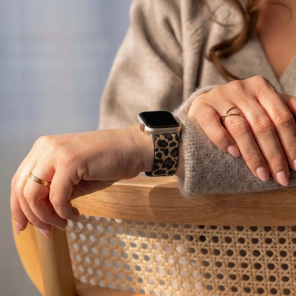 Leopard Print Band For Apple Watch With Elastic Strap