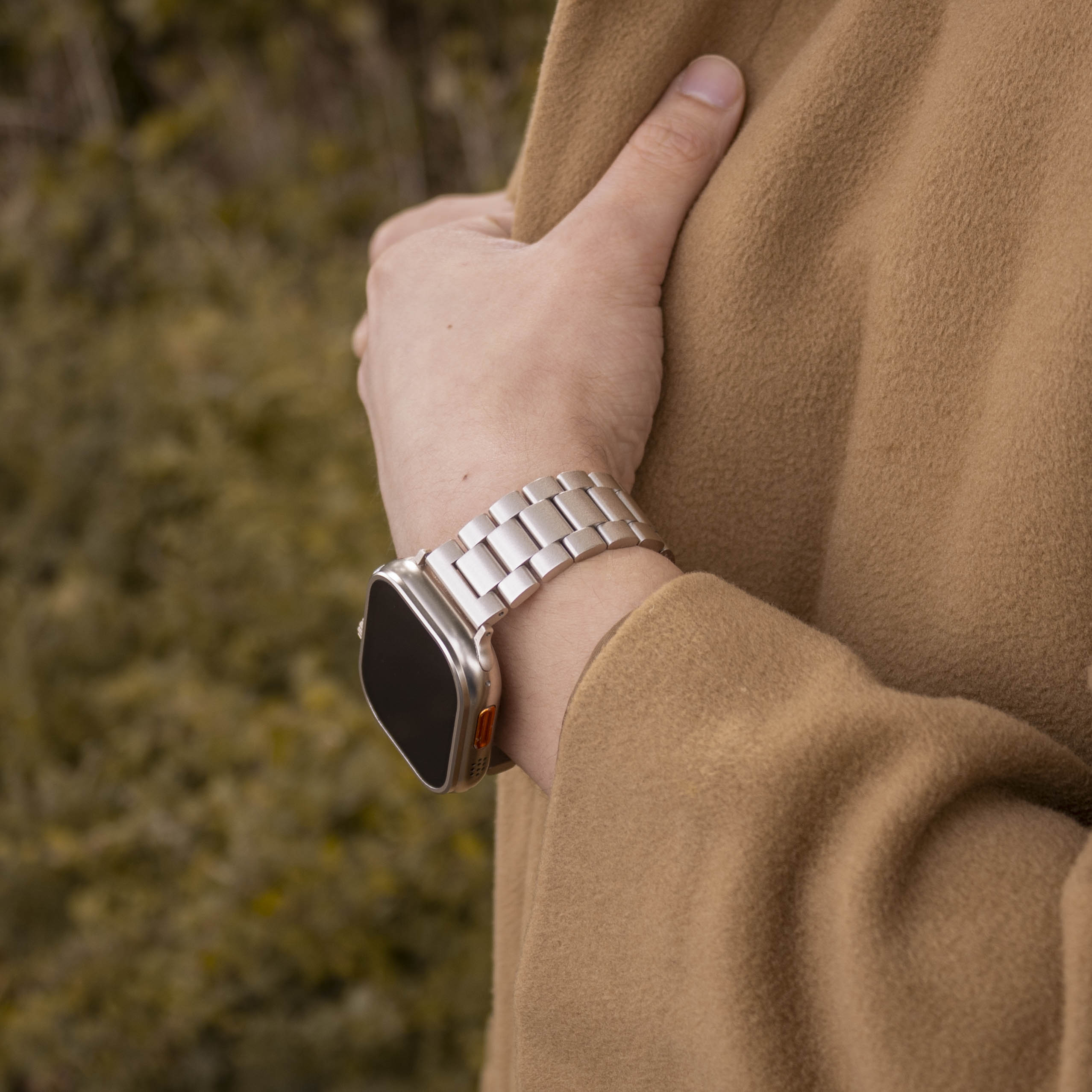 Apple Watch Starlight Finish Steel Band With Secure Clasp