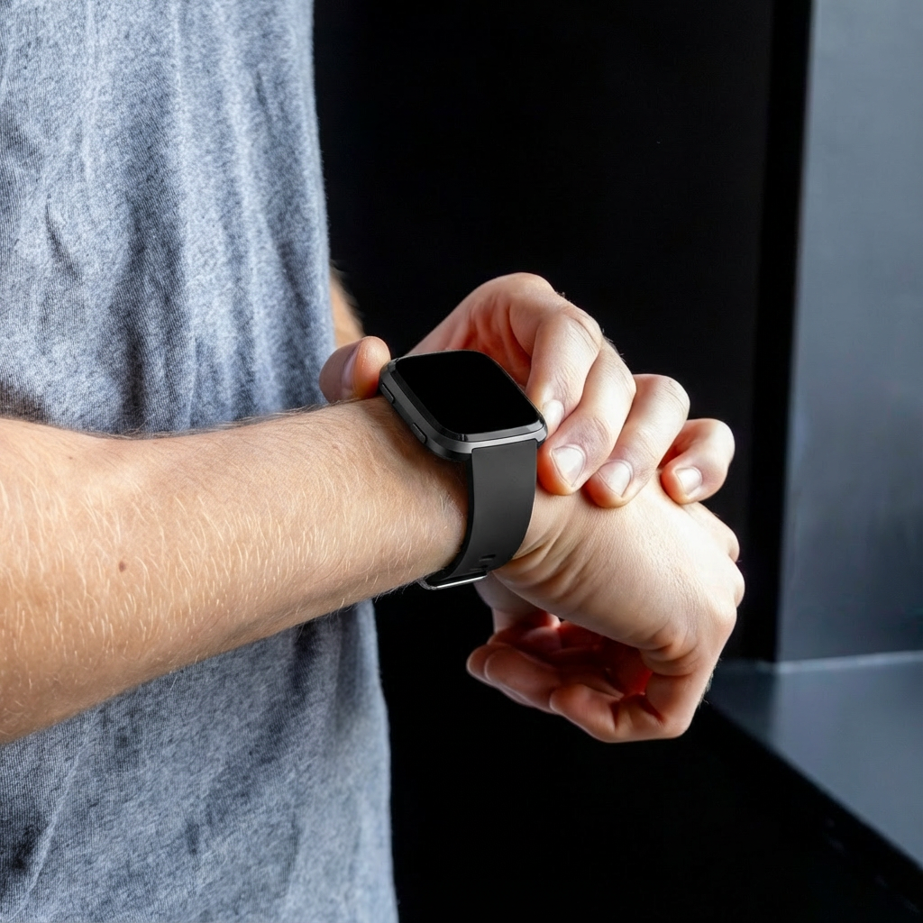 Black Silicone Wrist Band For Fitbit Versa And Versa 2