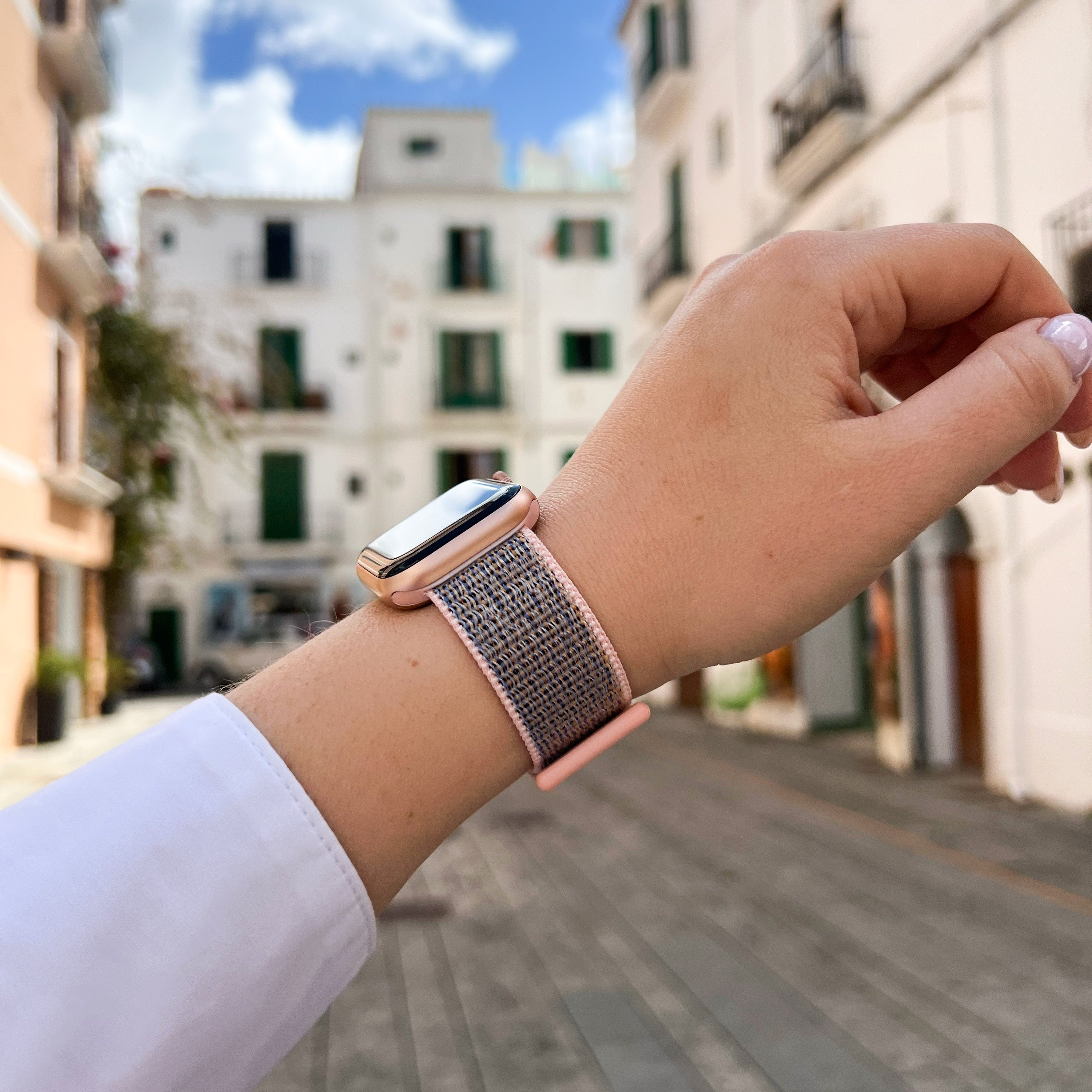 Soft Pink Nylon Band Designed For Apple Watch