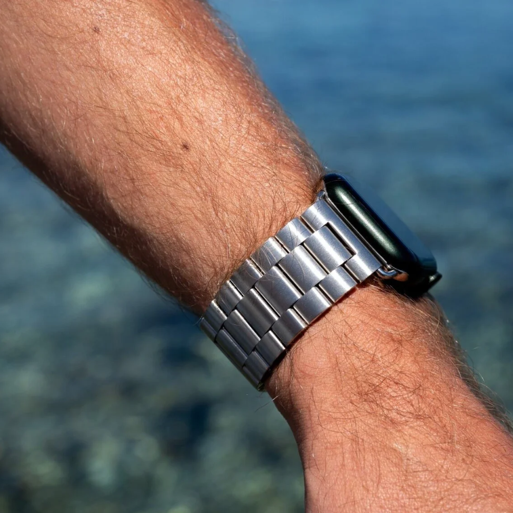 Apple Watch Steel Band In Silver Finish Compatible With Apple Watch