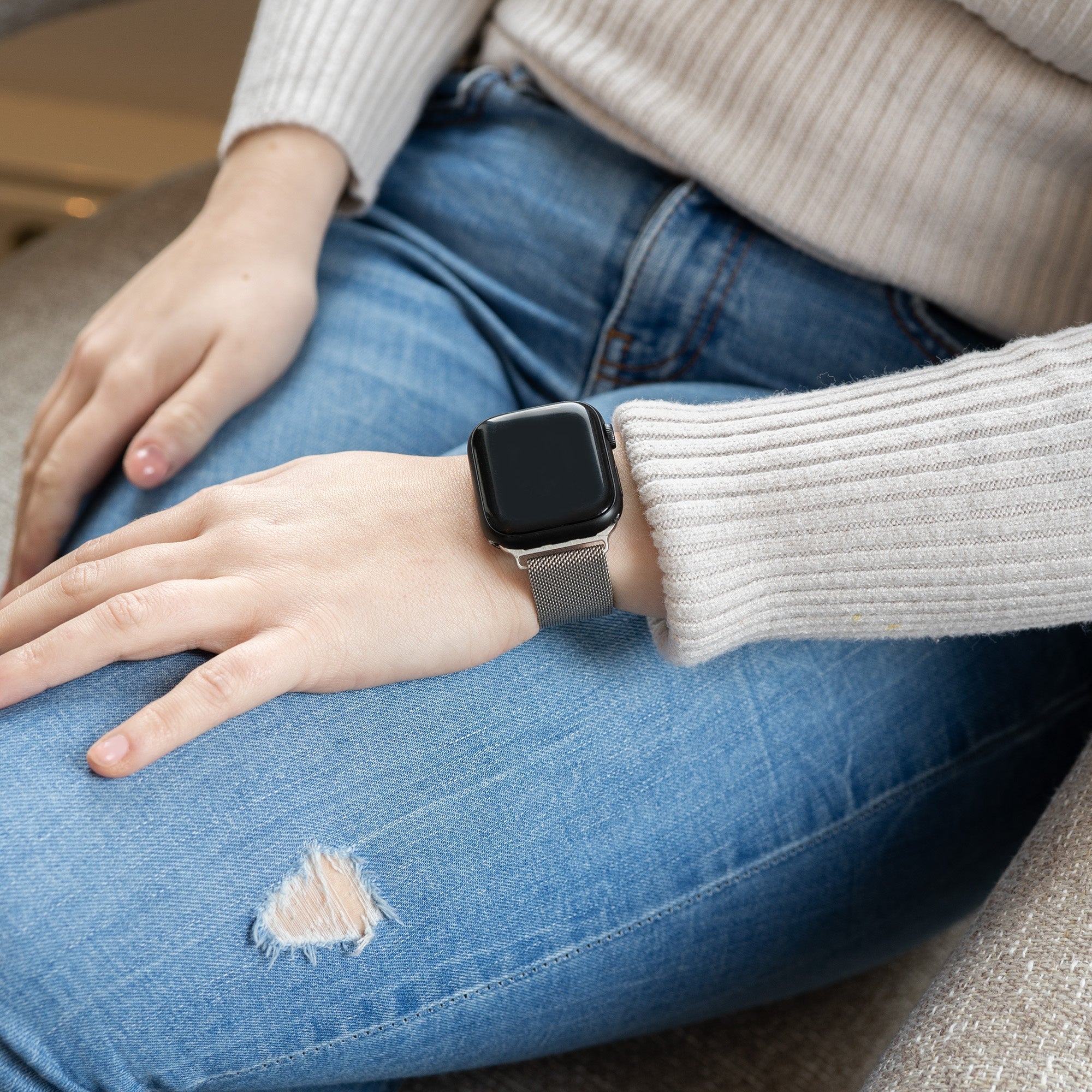 Apple Watch Milanese Silver Stainless Steel Band Premium Accessory