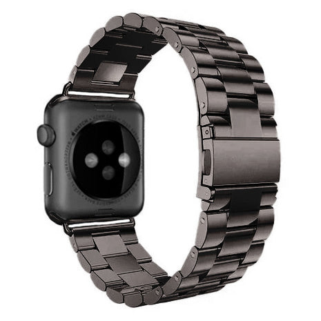 Apple Watch Stainless Steel Black Band With Secure Folding Clasp