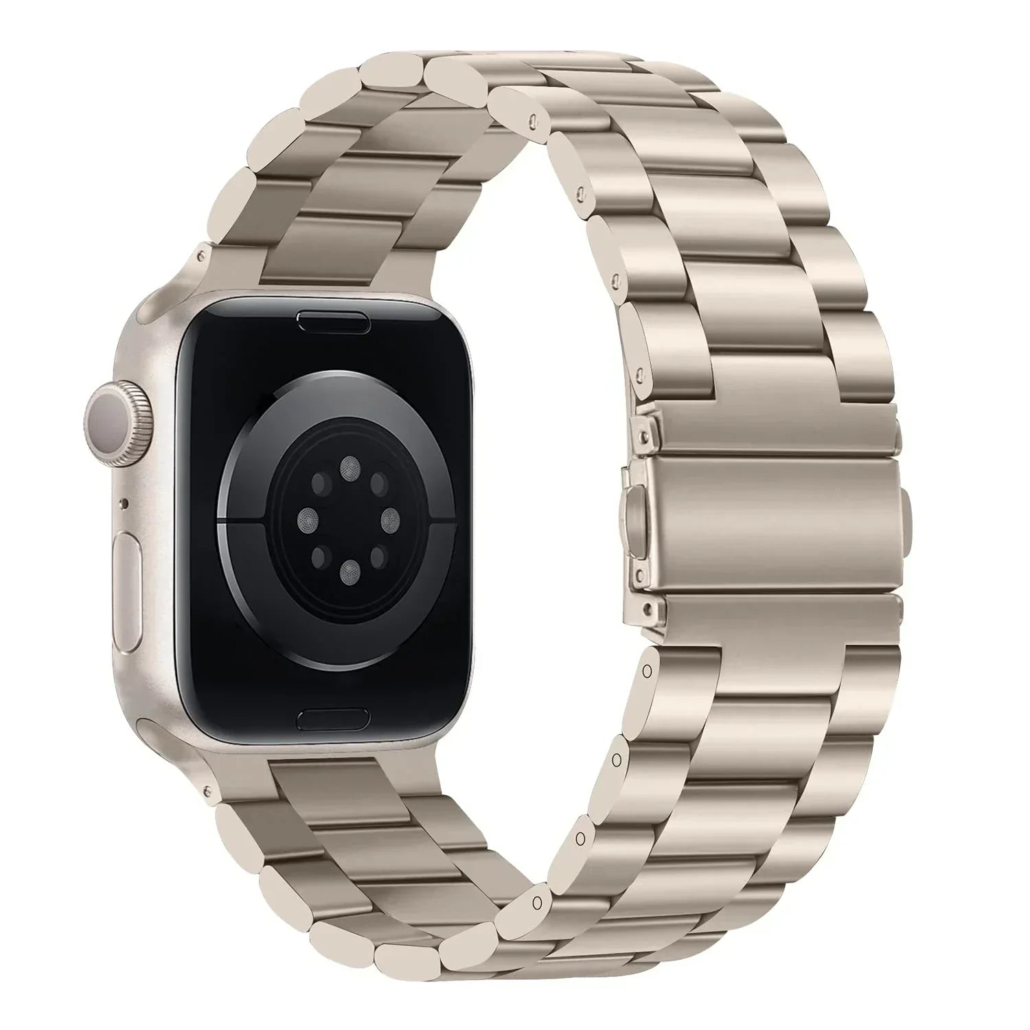 Apple Watch Starlight Finish Steel Band With Secure Clasp