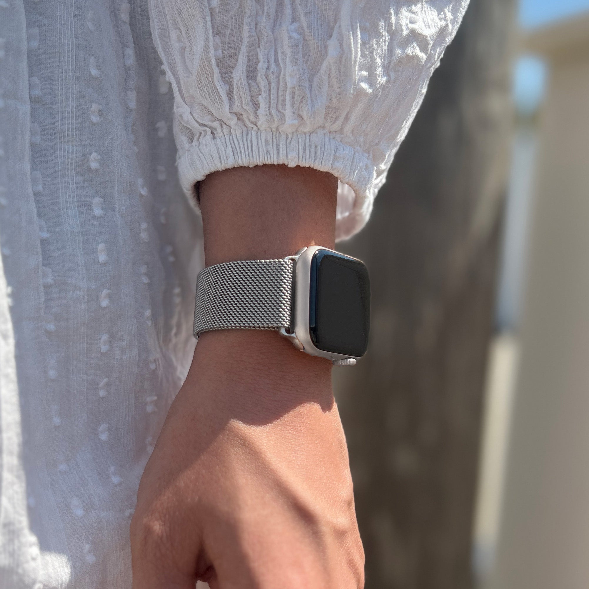 Apple Watch Milanese Silver Stainless Steel Band Premium Accessory