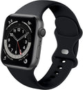 Apple Watch Black Silicone Strap, Classic Double Loop Push Button Band