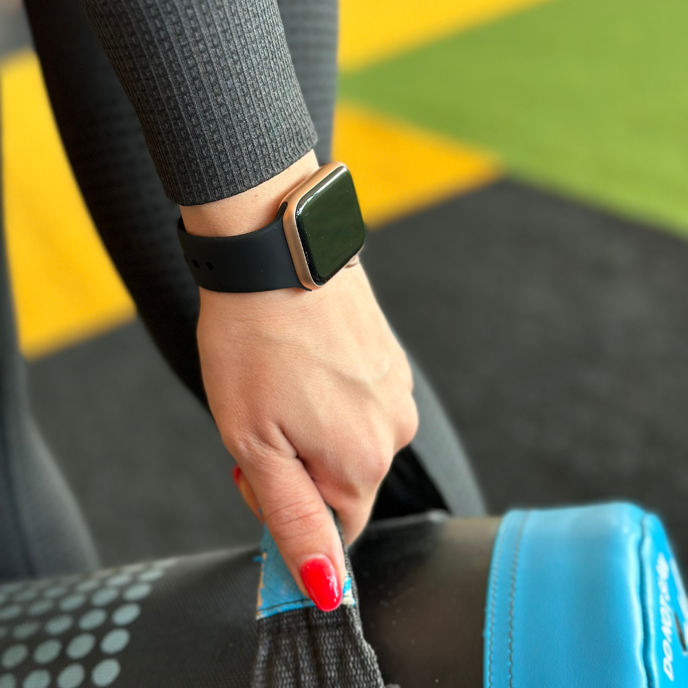 Apple Watch Black Silicone Strap, Classic Double Loop Push Button Band