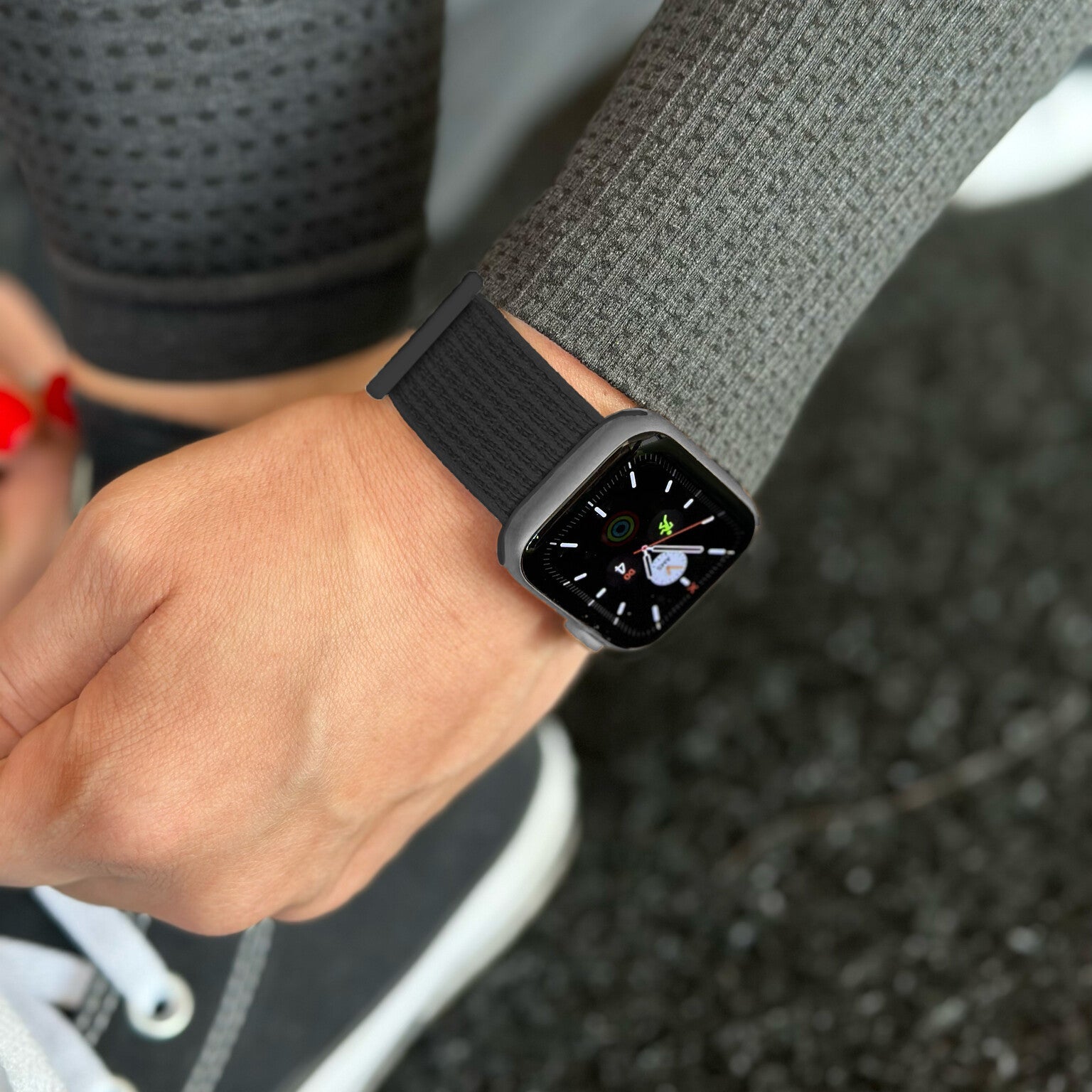 Apple Watch Nylon Loop Strap Black Version With Velcro Closure