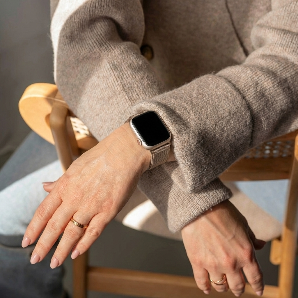 Starlight Finish Milanese Strap For Apple Watch Band