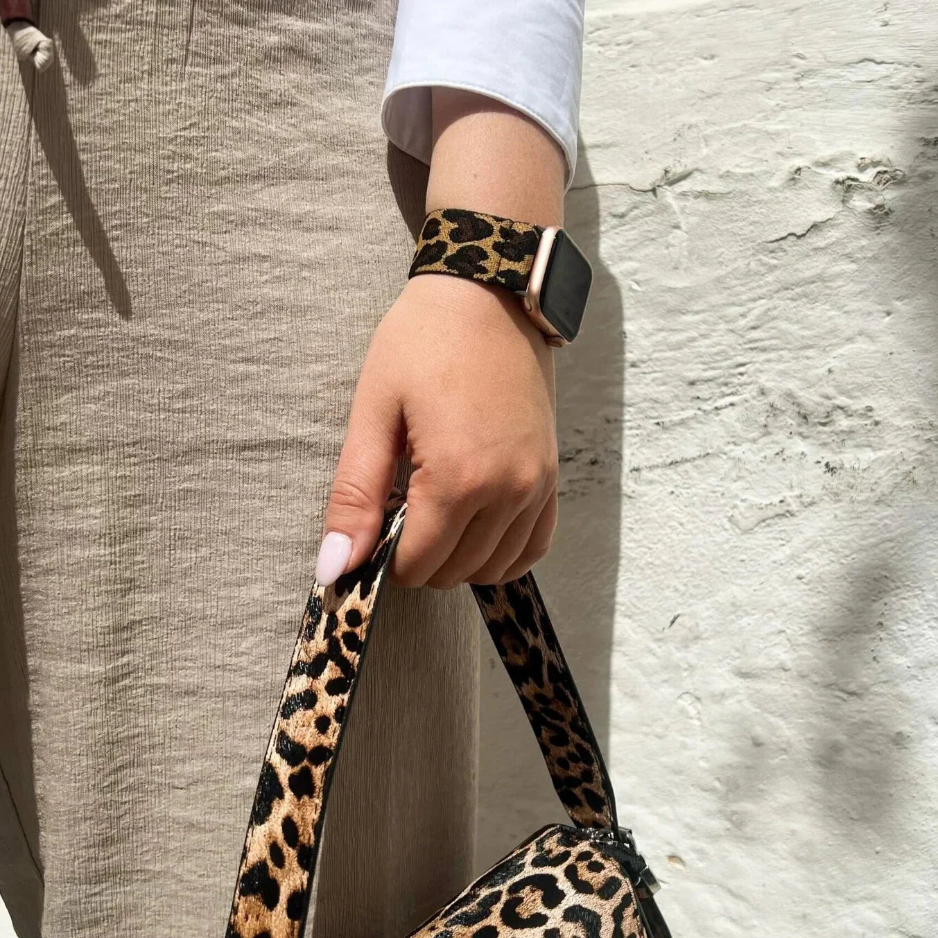 Leopard Print Band For Apple Watch With Elastic Strap