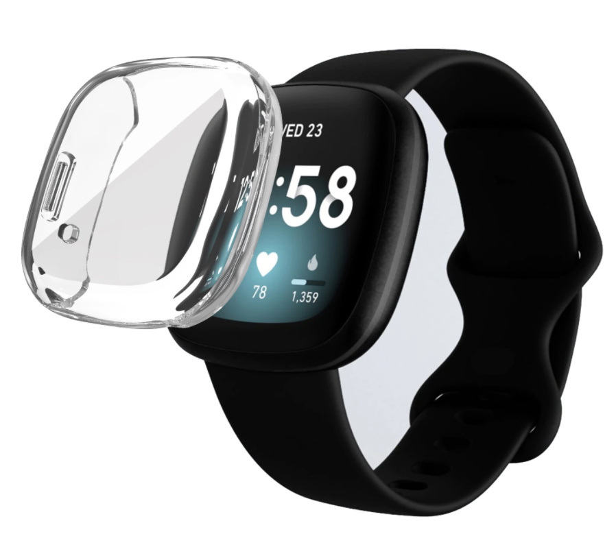 Clear Slim Case For Fitbit Versa 3 Smartwatch, Transparent Protective Cover