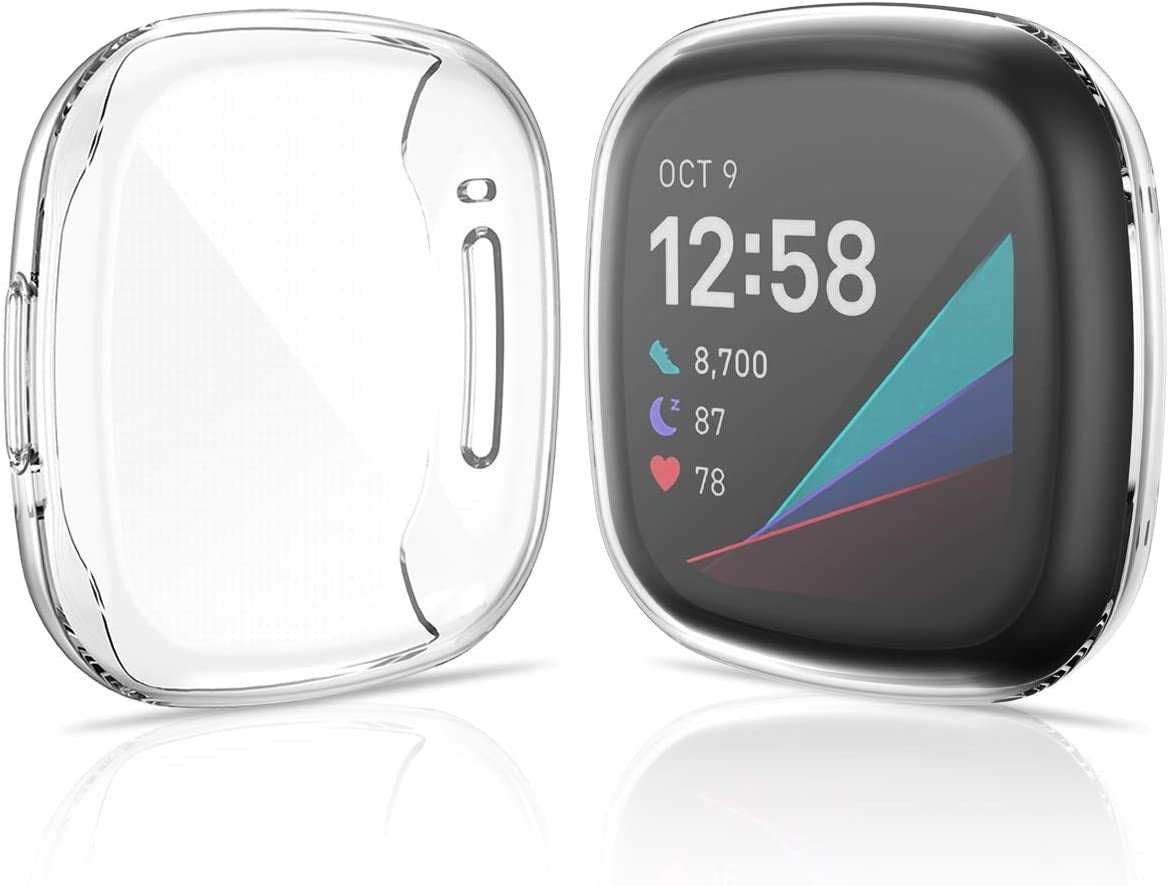 Clear Slim Case For Fitbit Versa 3 Smartwatch, Transparent Protective Cover