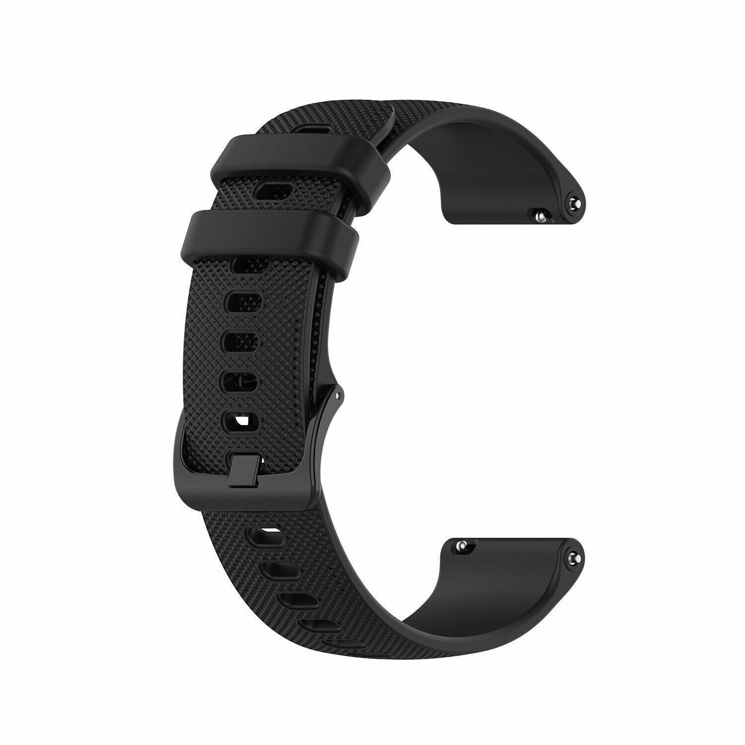 Black 18mm Silicone Band With Quick Release Clasp For Watches