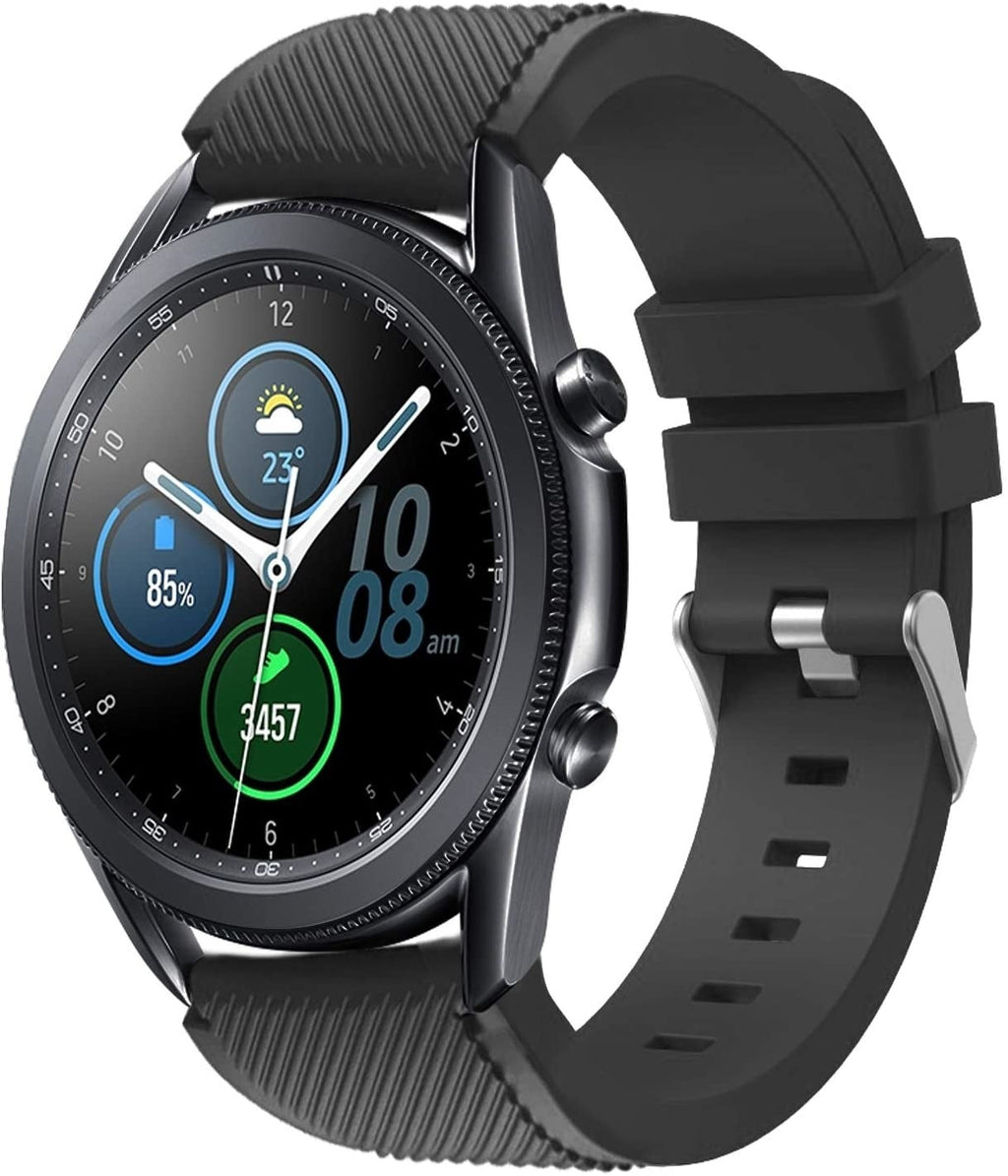 For Samsung Galaxy Watch 3 45mm Black Silicone Strap
