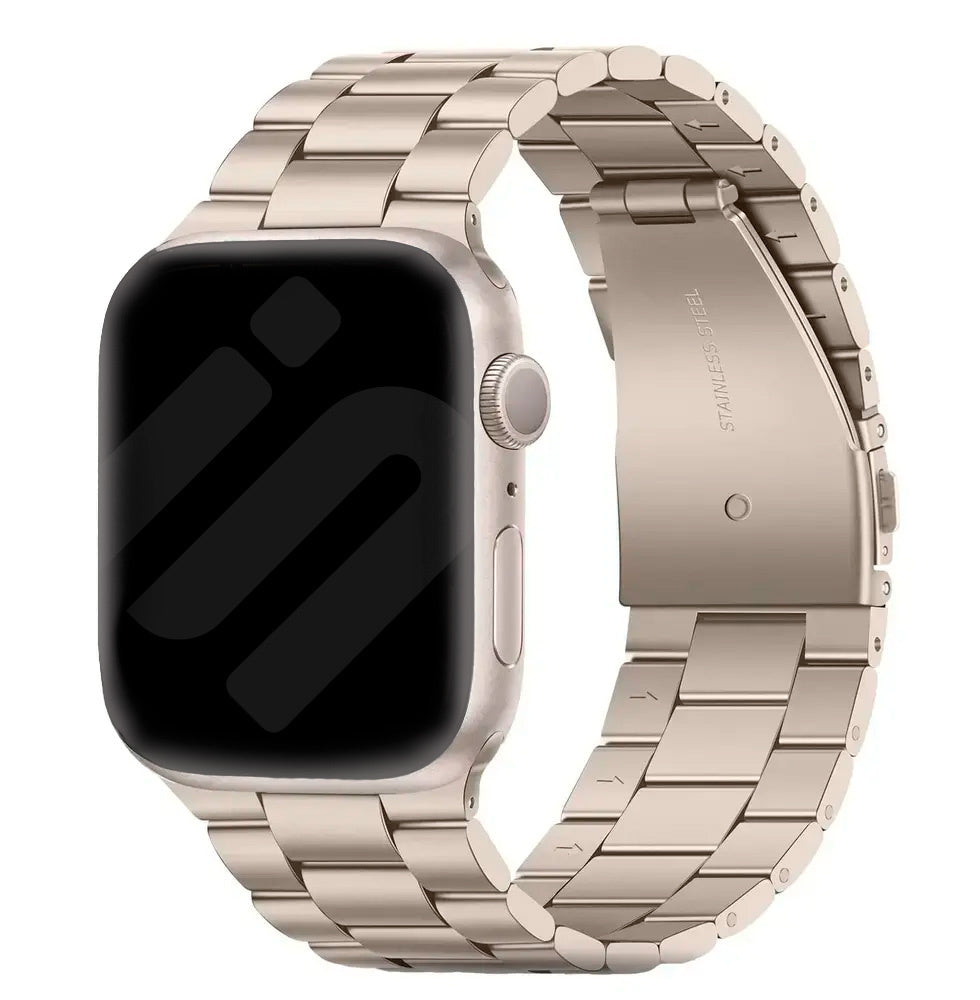 Apple Watch Starlight Finish Steel Band With Secure Clasp