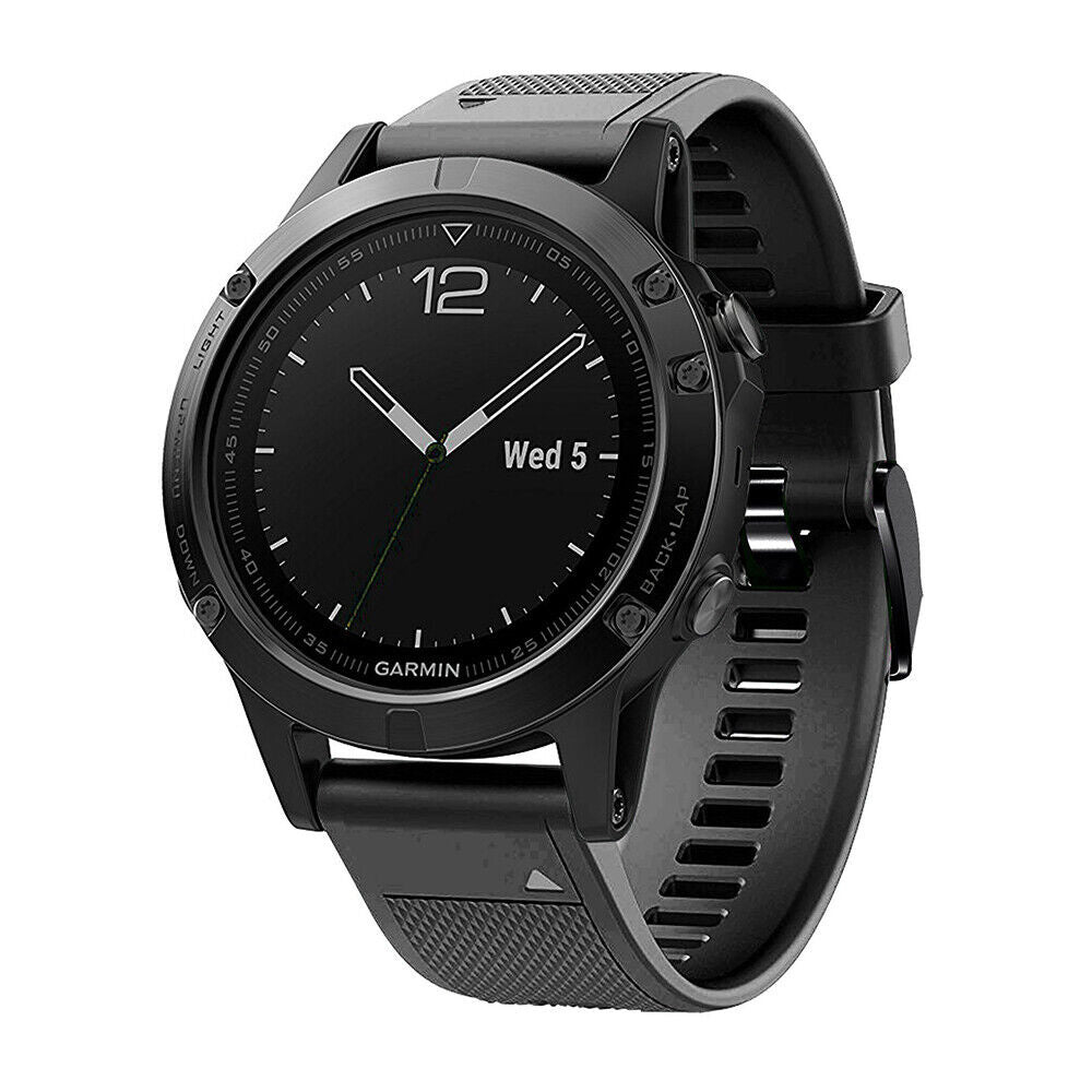 Garmin Fenix 5 Plus and Fenix 6 Pro Black Silicone Watch Strap