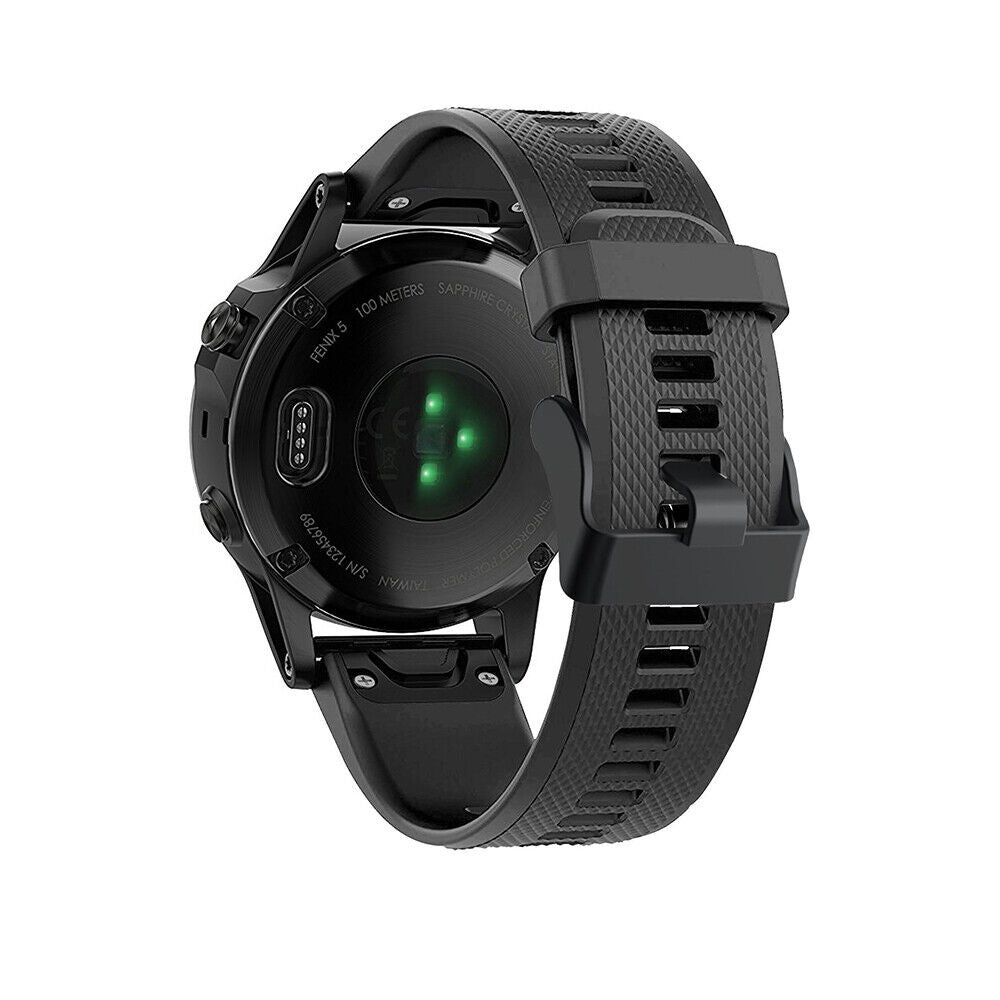 Garmin Fenix 5 Plus and Fenix 6 Pro Black Silicone Watch Strap